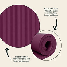 Load image into Gallery viewer, Retrospec Solana Yoga Mat 1" Thick w/Nylon Strap for Men & Women - Non Slip Exercise Mat for Home Yoga, Pilates, Stretching, Floor & Fitness Workouts - Boysenberry