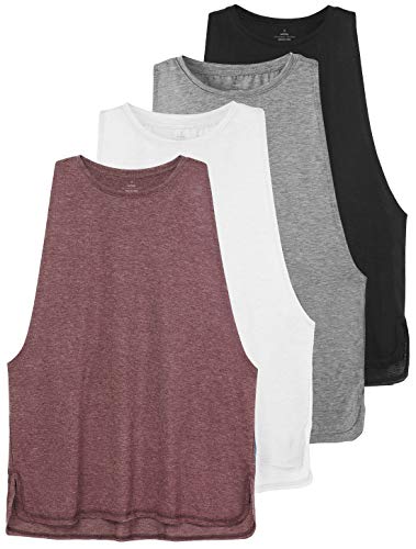 Cosy Pyro Workout Tank Tops for Women Lightweight Running Tanks Basic Gym Tops Sleeveless Athletic Yoga Shirts-4 Pack Black/Light Gray/White/Wine XL