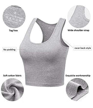 Load image into Gallery viewer, Porvike Sports Crop Tank Tops for Women Cropped Athletic Yoga Tops Racerback Running Tanks Cotton Workout Shirts Sleeveless Undershirts Exercise Gym Clothes 3 Pack Black White Grey M