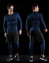 Load image into Gallery viewer, ATHLIO Men's UPF 50+ Long Sleeve Compression Shirts, Water Sports Rash Guard Base Layer, Athletic Workout Shirt, 3pack Navy/Blue/Sky