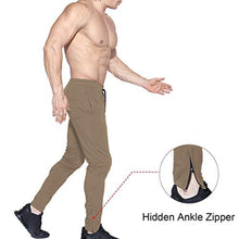 Load image into Gallery viewer, BROKIG Mens Zip Joggers Pants - Casual Gym Workout Track Pants Comfortable Slim Fit Tapered Sweatpants with Pockets (Beige)