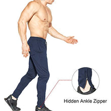 Load image into Gallery viewer, BROKIG Mens Zip Joggers Pants - Casual Gym Workout Track Pants Comfortable Slim Fit Tapered Sweatpants with Pockets (Navy)
