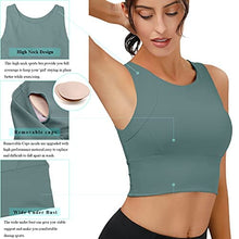 Load image into Gallery viewer, High Neck Sports Bra for Women Longline Full Coverage Sports Bras Medium Impact Padded Workout Crop Tops for Yoga Gym