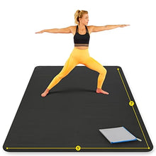 Load image into Gallery viewer, Large Yoga Mat 7'x5'x8mm Extra Thick, Durable, Eco-Friendly, Non-Slip & Odorless Barefoot Exercise and Premium Fitness Home Gym Flooring Mat by ActiveGear - Black