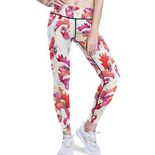Load image into Gallery viewer, visesunny High Waist Yoga Pants with Pockets White Rooster Animal Buttery Soft Tummy Control Running Workout Pants 4 Way Stretch Pocket Leggings