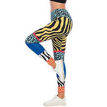 Load image into Gallery viewer, Kanora Leopard Printed Seamless Workout Leggings - Contrast Color Blue Printed Yoga Leggings, Tummy Control Running Pants (Leopard, One Size)
