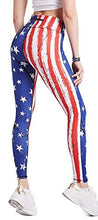Load image into Gallery viewer, COOLOMG Women's Yoga Long Pants Compression Drawstring Running Tights Non See-Through Leggings USA Flag Adults X-Small(Youth Large)