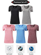 Load image into Gallery viewer, Pack of 5 Women's Signature Scoopneck Tees, Short Sleeve Heather Shirts Athletic Tops for Gym Yoga Workout (Edition 1, X-Large)