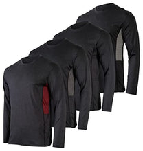 Load image into Gallery viewer, 4 Pack:Mens Long Sleeve T-Shirt Workout Clothes Quick Dry Fit Gym Tee Shirt Athletic Active Performance Casual Moisture Wicking Exercise Clothing Running Cool Sport Training Undershirt Top-Set 6,S