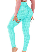 Load image into Gallery viewer, AIMILIA Butt Lifting Anti Cellulite Leggings for Women High Waisted Yoga Pants Workout Tummy Control Sport Tights Blue