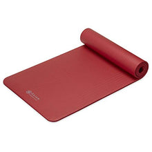Load image into Gallery viewer, Gaiam Essentials Thick Yoga Mat Fitness & Exercise Mat with Easy-Cinch Carrier Strap, Red, 72"L X 24"W X 2/5 Inch Thick
