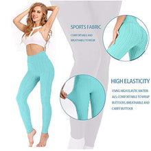 Load image into Gallery viewer, AIMILIA Butt Lifting Anti Cellulite Leggings for Women High Waisted Yoga Pants Workout Tummy Control Sport Tights Blue