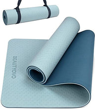 Load image into Gallery viewer, Yoga Mat with Strap, 1/3 Inch Extra Thick Yoga Mat Double-sided Non Slip, Professional TPE Yoga Mats for Women Men, Workout Mat for Yoga, Pilates and Floor Exercises