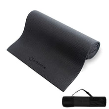 Load image into Gallery viewer, Primasole Yoga Mat with Carry Strap for Yoga Pilates Fitness and Floor Workout at Home and Gym 1/4 thick (Black Color) PSS91NH004A