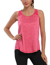 Load image into Gallery viewer, Aeuui Workout Tops for Women Mesh Racerback Tank Yoga Shirts Gym Clothes Rose Red