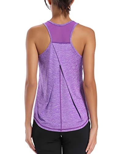 Aeuui Workout Tops for Women Mesh Racerback Tank Yoga Shirts Gym Clothes Purple