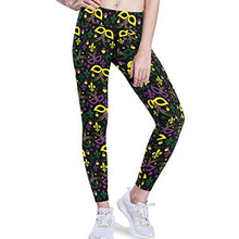Load image into Gallery viewer, visesunny High Waist Yoga Pants with Pockets Mardi Gras Mask Feather Heart Confetti French Lily Tummy Control Workout Running Yoga Leggings for Women