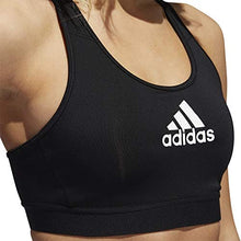 Load image into Gallery viewer, adidas Women's Don't Rest Alphaskin AEROREADY Training Pilates Yoga Medium Support Workout Bra, Black, Small