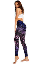 Load image into Gallery viewer, COOLOMG Women's Leggings Yoga Long Pants Compression Drawstring Running Tights Non See-Through Purple Forest Adults Small(Youth X-Large)