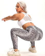 Load image into Gallery viewer, FITTOO Women's High Waist Textured Yoga Pants Tummy Control Scrunched Booty Leggings Workout Running Butt Lift Bubble Textured Tights Snake Printed