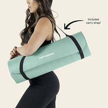 Load image into Gallery viewer, Retrospec Solana Yoga Mat 1" Thick w/Nylon Strap for Men & Women - Non Slip Exercise Mat for Home Yoga, Pilates, Stretching, Floor & Fitness Workouts - Blue Lagoon