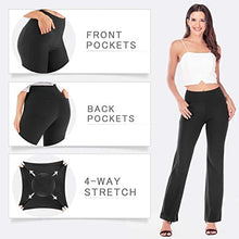 Load image into Gallery viewer, IUGA Bootcut Yoga Pants with Pockets for Women High Waist Workout Bootleg Pants Tummy Control, 4 Pockets Work Pants for Women Black