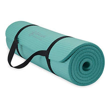 Load image into Gallery viewer, Gaiam Essentials Thick Yoga Mat Fitness & Exercise Mat With Easy-Cinch Carrier Strap, Teal, 72"L X 24"W X 2/5 Inch Thick
