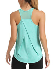 Load image into Gallery viewer, Aeuui Workout Tops for Women Mesh Racerback Tank Yoga Shirts Gym Clothes Green
