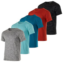 Load image into Gallery viewer, Men's Quick Dry Fit Dri-Fit Short Sleeve Active Wear Training Athletic Essentials Crew T-Shirt Fitness Gym Wicking Tee Workout Casual Sports Running Tennis Exercise Undershirt Top - 5 Pack Set 17, S
