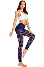 Load image into Gallery viewer, COOLOMG Women's Leggings Yoga Long Pants Compression Drawstring Running Tights Non See-Through Purple Forest Adults Small(Youth X-Large)
