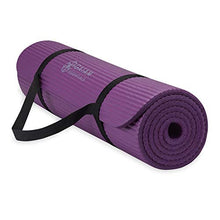 Load image into Gallery viewer, Gaiam Essentials Thick Yoga Mat Fitness & Exercise Mat with Easy-Cinch Carrier Strap, Purple, 72"L X 24"W X 2/5 Inch Thick
