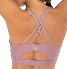 Load image into Gallery viewer, RUNNING GIRL Strappy Sports Bra for Women, Sexy Crisscross Back Medium Support Yoga Bra with Removable Cups(WX2354 Purple,M)
