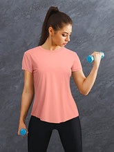 Load image into Gallery viewer, ATTRACO Open Back Yoga Shirts for Women Loose Fit Short Sleeve Exercise Gym Tops Coral