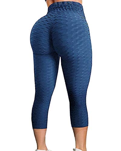 FITTOO Women's High Waist Yoga Pants - Tummy Control Scrunch Butt Leggings, Textured Black, Medium
