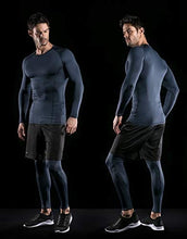 Load image into Gallery viewer, ATHLIO Men's UPF 50+ Long Sleeve Compression Shirts, Water Sports Rash Guard Base Layer, Athletic Workout Shirt, 3pack Black/Charcoal/Navy