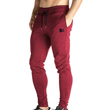 Load image into Gallery viewer, BROKIG Mens Zip Joggers Pants - Casual Gym Workout Track Pants Comfortable Slim Fit Tapered Sweatpants with Pockets (Burgundy)