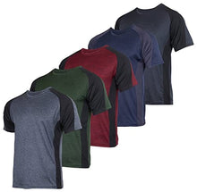 Load image into Gallery viewer, Men's Quick Dry Fit Dri-Fit Short Sleeve Active Wear Training Athletic Essentials Crew T-Shirt Fitness Gym Wicking Tee Workout Casual Sports Running Tennis Exercise Undershirt Top - 5 Pack,-Set 13,M