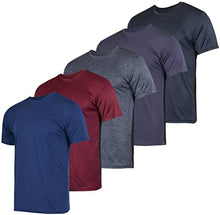Load image into Gallery viewer, Men's Quick Dry Fit Dri-Fit Short Sleeve Active Wear Training Athletic Essentials Crew T-Shirt Fitness Gym Wicking Tee Workout Casual Sports Running Tennis Exercise Undershirt Top - 5 Pack,-Set 15,S