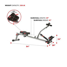 Load image into Gallery viewer, Sunny Health & Fitness SF-RW1205 Rowing Machine Rower with 12 Level Adjustable Resistance, Digital Monitor and 220 LB Max Weight