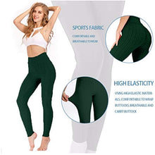 Load image into Gallery viewer, AIMILIA Butt Lifting Anti Cellulite Leggings for Women High Waisted Yoga Pants Workout Tummy Control Sport Tights Dark Green