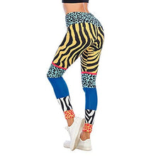 Load image into Gallery viewer, Kanora Leopard Printed Seamless Workout Leggings - Contrast Color Blue Printed Yoga Leggings, Tummy Control Running Pants (Leopard, One Size)
