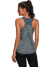 Load image into Gallery viewer, Aeuui Workout Tops for Women Mesh Racerback Tank Yoga Shirts Gym Clothes Blue Black