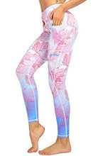 Load image into Gallery viewer, COOLOMG Women's Yoga Pants Printed Leggings Workout Running Tights with Side Pockets Leaves S + Headband