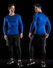 Load image into Gallery viewer, ATHLIO Men's UPF 50+ Long Sleeve Compression Shirts, Water Sports Rash Guard Base Layer, Athletic Workout Shirt, 3pack Navy/Blue/Sky