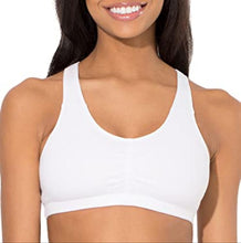 Load image into Gallery viewer, Fruit of the Loom Women&#39;s Shirred Front Racerback Bra, White/Heather Grey/Black Hue, 40
