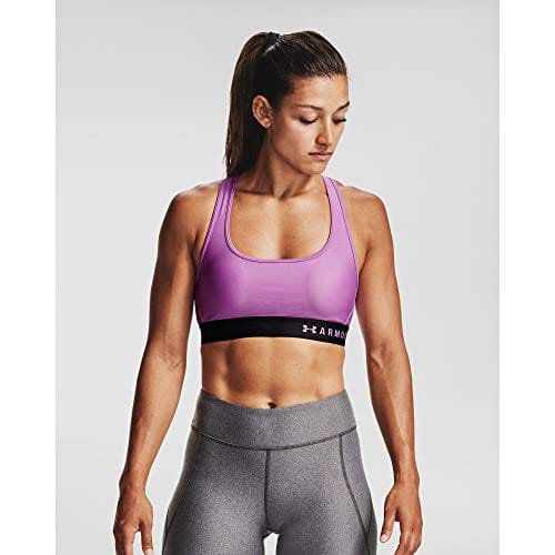 Under Armour womens HeatGear Armour Mid Impact Crossback Sports Bra , Exotic Bloom (568)/Exotic Bloom , Small
