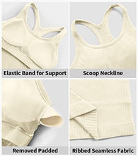 Load image into Gallery viewer, ATTRACO Built in Bra Workout Tops for Women Ribbed Sleeveless Tank Running Yoga Top Beige