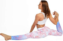 Load image into Gallery viewer, COOLOMG Women's Yoga Pants Printed Leggings Workout Running Tights with Side Pockets Leaves S + Headband