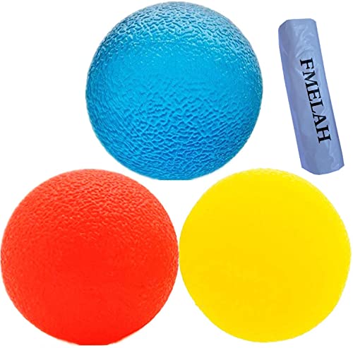 FMELAH 3 Resistance Levels Stress Relief Balls Multiple Resistance Therapy Exercise Gel Squeeze Balls Kits for Hand Finger Wrist Muscles Arthritis Training Grip Exerciser Strengthening (2inch/5cm per pcs. Set of 3pcs)
