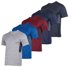 Load image into Gallery viewer, Men's Quick Dry Fit Dri-Fit Short Sleeve Active Wear Training Athletic Essentials Crew T-Shirt Fitness Gym Wicking Tee Workout Casual Sports Running Tennis Exercise Undershirt Top - 5 Pack,Set 6-S